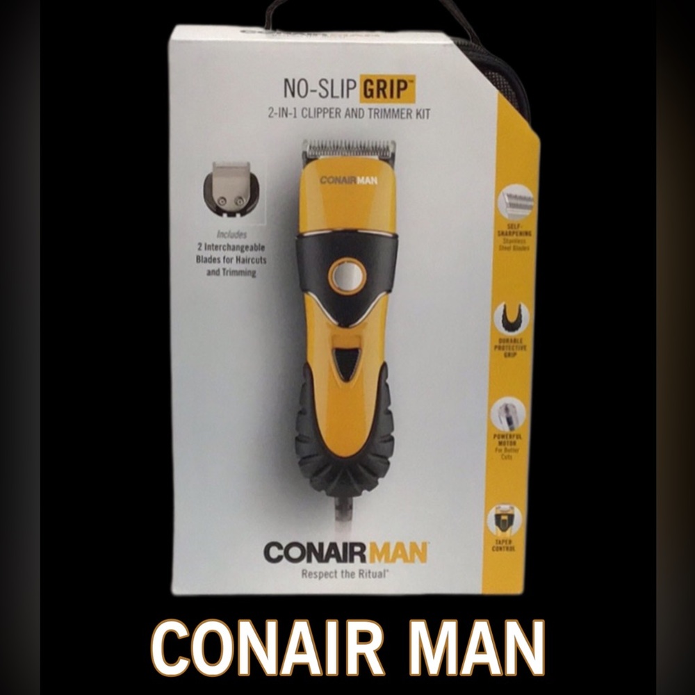 NIB CONAIR MAN 2-in-1 Clipper & Trimmer Kit in Case, Attachments, Cape & More